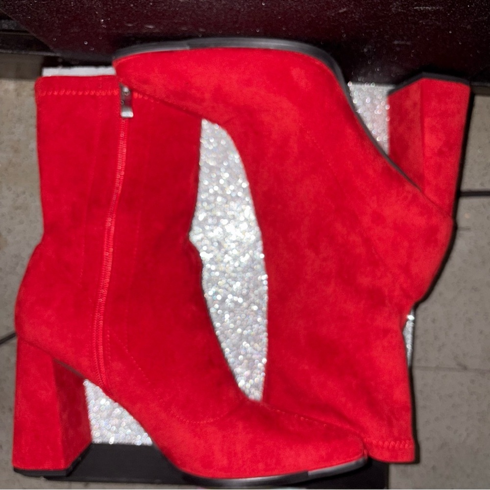 Red heeled booties